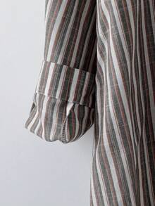 SHEIN LUNE Conjunto de Acción de Gracias para mujer de talla grande, ropa de otoño para uso casual diario. Camisa de manga larga con estampado geométrico para mujer de talla grande. Camisa holgada y cómoda de estilo largo para el hogar y las vacaciones, atuendos de otoño, conjunto de Acción de Gracias para mujer, conjunto navideño para mujer, blusa casual holgada y cómoda de estilo largo para el hogar y las vacaciones, atuendos de otoño, blusa para días festivos - Multicolor - Ver 4