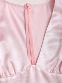 SHEIN SunnyBelle Đầm ngắn tay lửng viền ren dành cho nữ, màu hồng nhạt. - Màu Hồng baby - Xem 5