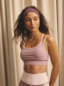 Aralina 休闲运动女式两件套撞色双肩带上衣和紧身裤健身锻炼两件套 - 彩色 - 查看 4