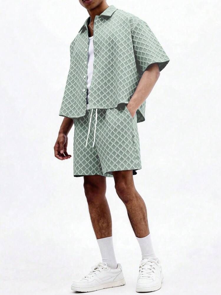 SUMWON Diamond Patterned Short Sleeve Co-Ord Set