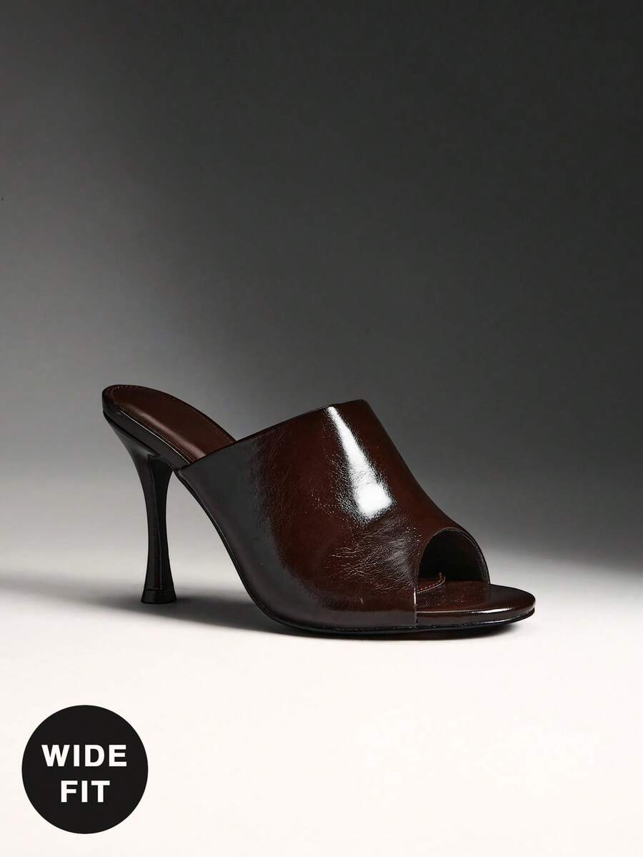 SHUZIA Giày sandal cao gót mũi nhọn kiểu dáng tối giản, thanh lịch dành cho nữ, dáng rộng. - Cà phê nâu - Xem 1