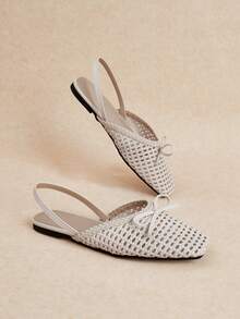 Rosivie 女士精致镂空平底鞋，时尚舒适方头优雅平底鞋 - 杏色 - 查看 6