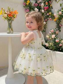Glamorique Kids Đầm công chúa không tay bằng vải lưới thêu cho bé gái, màu mơ, thích hợp làm phù dâu, dự tiệc trang trọng, đám cưới, tiệc tùng. - Màu be - Xem 13