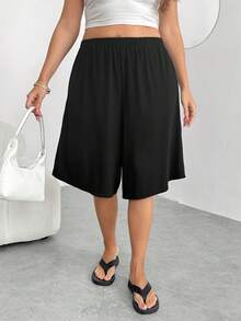 Enliva Short décontracté de base pour femmes grandes tailles, short d'été ample et extensible pour la maison, taille XL, pour les formes rondes et en pomme - Noir - Voir 6