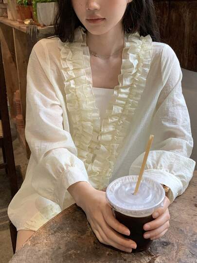 DAZY Áo sơ mi dài tay nữ kiểu dáng tươi mát, thích hợp cho mùa xuân/hè.