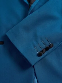Officeau SuitGent 三件套男士高品质商务西装，撞色新郎婚礼礼服，修身休闲西装外套和裤子套装，春季礼服套装 - 霧霾藍 - 查看 13