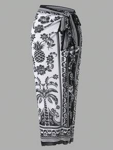 Swim Oasis 2026新款春夏女士两件式泳衣带裙，印花优雅休闲沙滩度假泳装套装 - 黑與白 - 查看 4