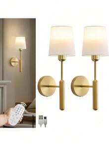 1PC Rechargeable Battery Powered Wall Lamps, RGB Adjustable Remote Control, Battery Operated, No Wiring Needed, Suitable For Bedroom, Cabin, Bedside Reading Light - Rechargeable - View 2