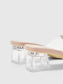 Sleekvia Women's Chunky Heel Open Toe Sexy Transparent Party High Heel Sandals - Apricot - View 3
