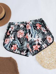 Swim Lushoire Plus Size Women's Tropical Plant Printed Casual Beach Shorts For Vacation,Summer Beach - Multicolor - View 6