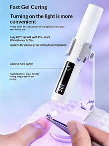 Teckwe 1 قطعة مصباح أظافر UV LED صغير محمول مع حامل دوار 360 درجة يمين ويسار للاستخدام المنزلي والصالون والسفر أداة مانيكير مدمج بطارية 200mAh بدون كابل شحن هدية عالية الجودة مثالية - متعدد الألوان - مشاهدة 3
