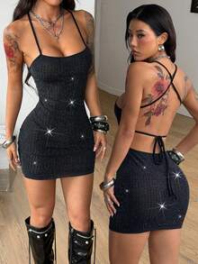 Coolane 女士夏季街头复古Y2K音乐会音乐节豹纹Dosnu迷你连衣裙 - 黑色 - 查看 3