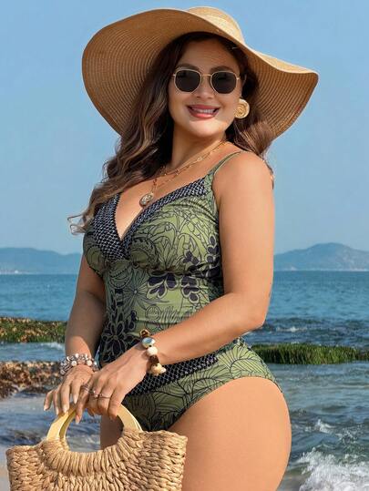Swim Lushoire 2026 New Summer Beach Vacation Elegant Tropical Style Sleeveless Camisole Swimsuit, Women High Waist Tie-Up Backless Spaghetti Strap Shorts Plus Size Tankini Bikini Set