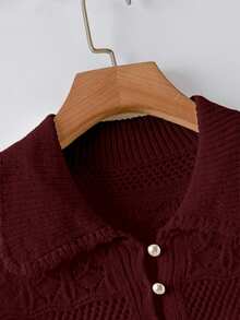 Everyssa New Arrival European And American Fashion Mixed Color Knit Sweater Top - Redwood - View 5