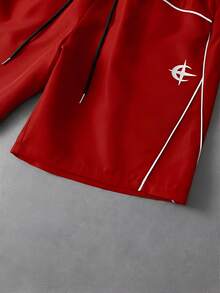 PAVTROS Quần short nam mùa hè kiểu dáng thường ngày, in hình ngôi sao, có dây rút ở eo. - Đỏ - Xem 7