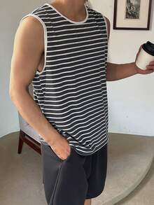 DAZY 条纹背心和短裤男士家居服套装 - 彩色 - 查看 4