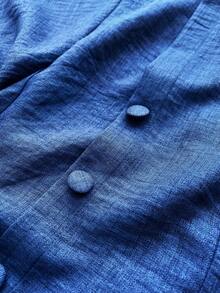 Elenzga 大码女式夏季时尚休闲复古法式优雅通勤系带连衣裙 - 藍色 - 查看 8