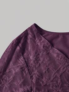 SHEIN MOD 女士优雅纯色系带喇叭袖迷你连衣裙 - 紫色 - 查看 4