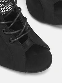Giày sandal cao gót hở mũi, chất liệu lưới họa tiết da báo, thích hợp cho mọi mùa. - màu đen - Xem 9