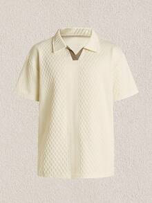 Mercer Haus Men's Casual Commuting Homewear Solid Color Versatile Sports Breathable Diamond Pattern Set - White - View 12