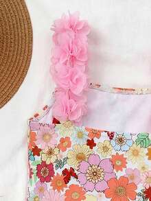 Emery Rose Kids Bộ đồ bơi liền thân kẻ sọc, nơ và hoa cho bé gái - Nhiều màu - Xem 5