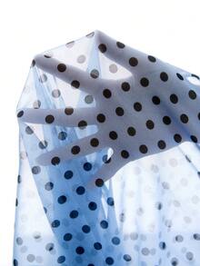 LYSMO 女士波点图案露肩宽松衬衫 - 藍色 - 查看 8