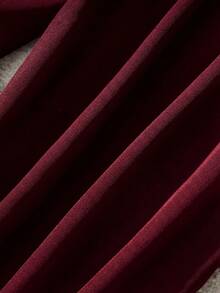 Franclia Women's High Cinched Waist Straight Leg Pants,Autumn/Winter Wide Leg Belt Pants,Burgundy,Summer,Elegant,Office Korean Style High Waist Trousers - Burgundy - View 4