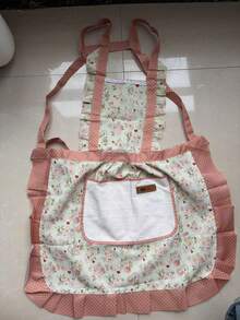 1/2 st. Litet blommigt axelbandsförkläde, oljebeständigt och fläckbeständigt prinsessklänning - Rosa - Visa 12