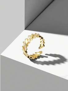 MOTF PREMIUM Vòng tay cao cấp hình chữ nhật mạ vàng 18K đính đá zirconium. - Vàng - Xem 1