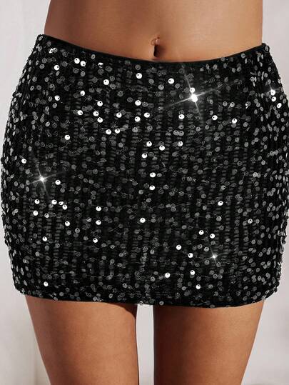 Opulessa Chân váy ngắn đính sequin gợi cảm dành cho nữ, thích hợp cho mùa hè.