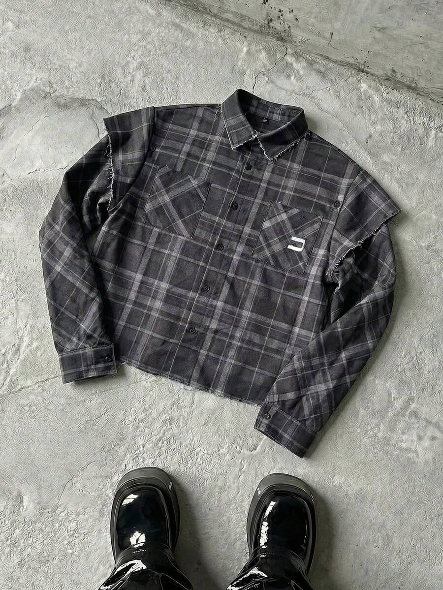 NEON BLANC Men's Plaid Print Button-Front Pocket Casual Short Sleeve Shirt