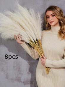 100/50/30/20/10/3/1 Faux Pampas Grass, Pompas, Pampas Grass, Pampas Grass For Floor Vase, Pampas Grass Decor For Vase Fillers, Boho Rustic Farmhouse Home Decor,Wedding Party Decor, Valentine's Day, Gift Gifts Birthday Graduation,Fall Decor,Autumn(97cm Is Suitable For Floor Vases, 55cm Is Suitable For Tabletop Vases.) - Beige - View 11