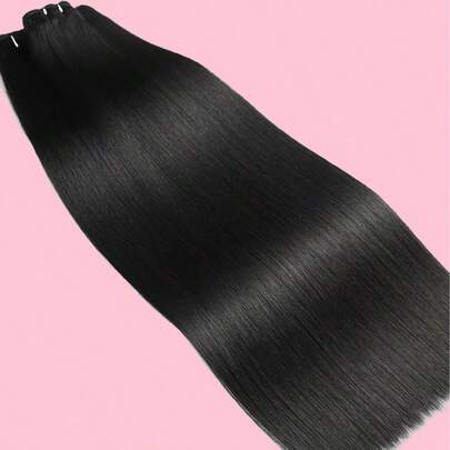 14-28英寸奢华直发真人发束，处女发接发，18英寸，18英寸，18英寸，高级真发双层发片，3片装，高光泽，长寿命，日常及沙龙品质，柔软丝滑，高级隐形接发