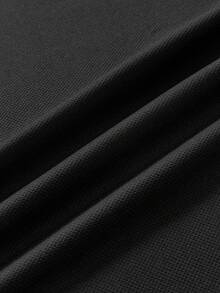 Mercer Haus 1pc Men's Black Henley Neck Short Sleeve T-Shirt, Knit Fabric Breathable Moisture-Wicking Wrinkle-Resistant, Old Money Style Casual Comfortable Short Sleeve Tee, Suitable For Daily Commute And Light Social Occasions Holiday Summer Beach - Black - View 5