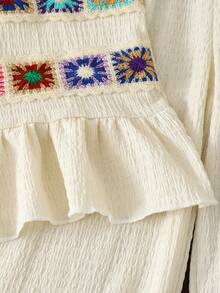 SHEIN Bộ đồ thể thao mùa hè dành cho bé gái, gồm áo hai dây không tay dáng ngắn, họa tiết kẻ sọc, viền ren móc và quần ống rộng cạp chun, thích hợp cho kỳ nghỉ hè. - Màu Khaki - Xem 8