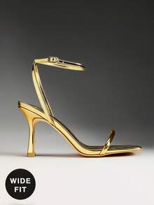 SHUZIA 女士宽楦优雅简约细高跟踝带凉鞋 - 金色 - 查看 1