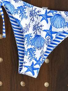 Swim Vcay Bộ bikini nữ kiểu dáng thường ngày, họa tiết vỏ sò, có dây đeo rời, thích hợp cho đám cưới, hoạt động ngoài trời, mùa hè. Bikini in hình sao biển màu xanh dương, bikini xanh trắng, đồ bơi in hình vỏ sò, đồ đi nghỉ mát, du lịch biển, tắm nắng, bộ đồ đi biển cho nữ, bộ bikini cho nữ, đồ bơi đi nghỉ mát cho nữ. - Nhiều màu - Xem 7