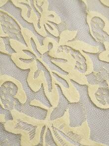 SHEIN EZwear Áo quây nữ gợi cảm, thoải mái, chất liệu ren, vạt áo bất đối xứng, màu vàng. - Vàng nhạt - Xem 5