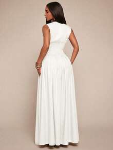 Radiana Đầm nữ gợi cảm, thanh lịch, tối giản, cổ chữ V, không tay, chất liệu giả vải lanh, đầm thắt eo, đầm sơ mi cài cúc phía trước, đầm xòe, đầm thường ngày, đầm phong cách retro, đầm tối giản, đầm đi nghỉ mát. - trắng - Xem 2