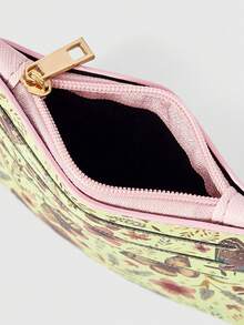 ROMWE Kawaii Bolsa de tarjetas exquisita con fondo morado y flores blancas - Multicolor - Ver 4