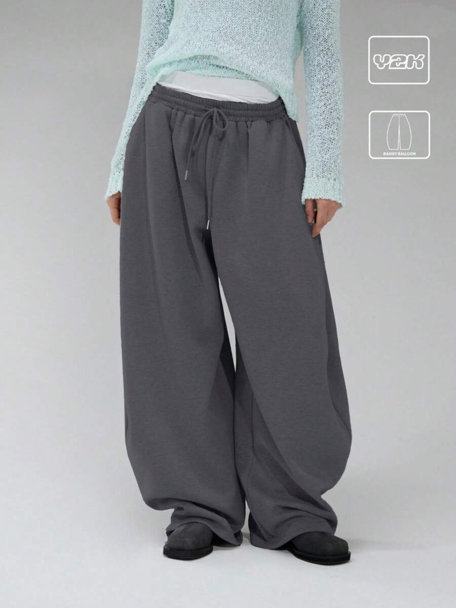 COUREZ Low Rise Baggy Balloon Joggers /Y2K Winter Clothes For Women Wide Leg Pants Woman Sweatpants For Woman Summer Outfits For Women - Dark Grey - View 1