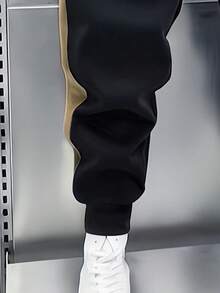 Manfinity Dauomo 男士抽绳撞色条纹慢跑裤，摄影师和男士街头服饰必备单品 - 彩色 - 查看 3