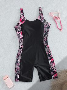 Swim Lushoire Plus Size Vacation Style Floral Print One-Piece Swimsuit For Summer - Multicolor - View 6