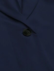 GlowEve CURVE Chaqueta de talla grande para mujer de unicolor con cuello de solapa y manga larga para uso diario - Azul Marino - Ver 4