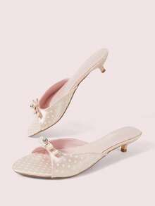 CUCCOO DOLLMOD Women Shoes Pink Simple Fashion High Heel Sandals, Round Toe Comfortable Kitten Heel Sweet Sandals - Pink - View 4