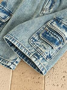 Quần short denim màu xanh nhạt kiểu retro cho bé trai, thời trang và đa năng. - Màu xanh lam - Xem 6