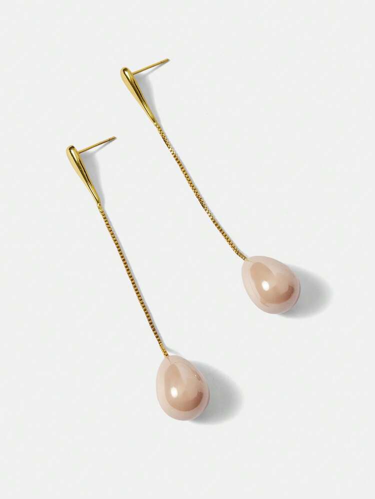 PRE SIMPLE LIGHT PINK IMITATION PEARL EARRINGS