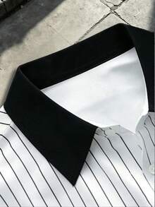 Manfinity EMRG 男士字母条纹短袖休闲Polo衫 - 彩色 - 查看 5