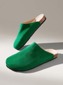 Solecia Women's Studded Square Toe Heeled Mules Slip On Dress Sandals - Green - View 6