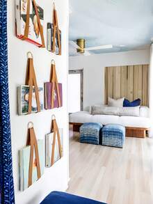 Haus Hana 1Pc/4Pcs French Style Wall Storage Rack, PU Leather Strap & Metal Loop, Practical And Decorative Function, Keeps Magazines, Books And Notebooks Tidy, Perfect For Living Room, Study Or Entryway, Lightweight Wall Hanging Organizer - Multicolor - View 10
